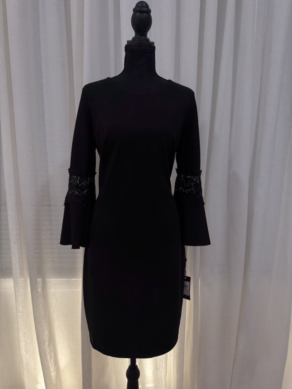 Tommy Hilfiger Black Lace Bell Sleeve Dress NWT